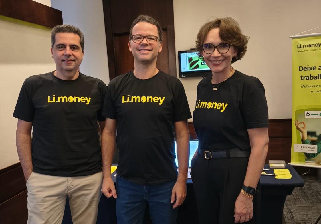 Os sócios da Limoney, Leonardo Azevedo, Marcelo Rosenburg e Irene Barretto, presentes no Finance Summit 2026